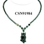 Hematite Owl Pendant Beads Stone Chain Choker Fashion Women Necklace